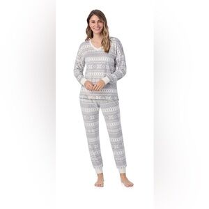 NWT Women's Cuddl Duds Velour Fleece V-Neck Pajama Top & Pajama Bottoms Set